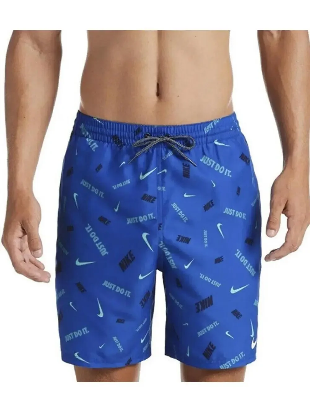 Nike $58 Just Do It Drawstring Volley Swim Shorts Size S Blue NESSA473-494 New